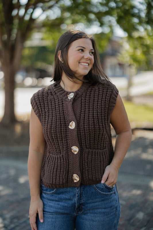 Chloe Brown Sleeveless Sweater