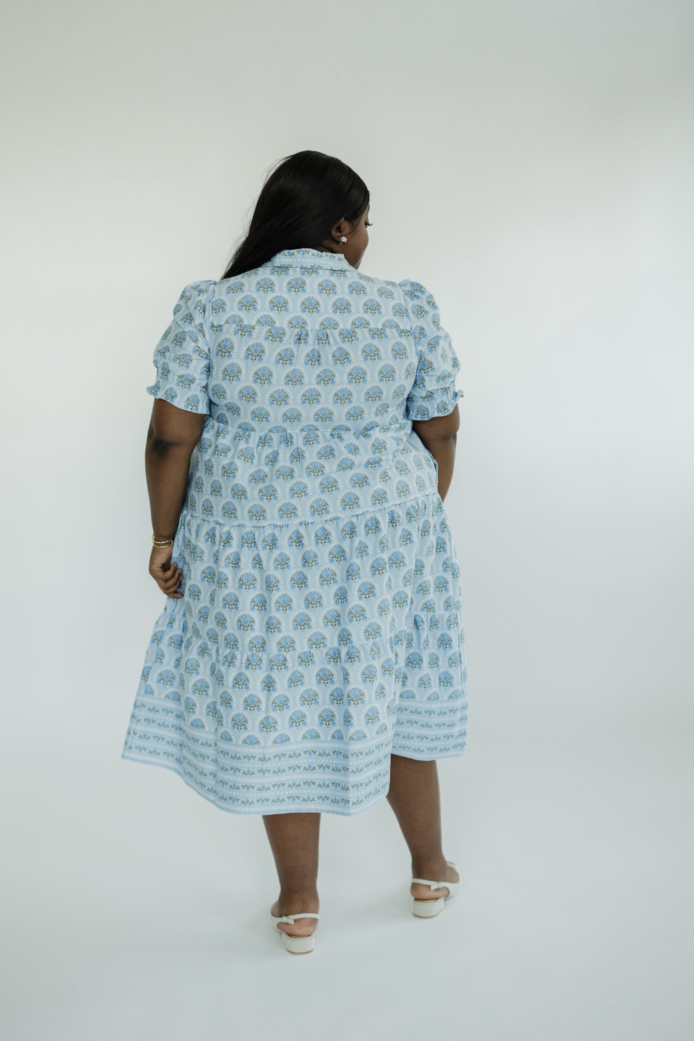 The Molly Sunshower Flora Blue Midi Dress (XS-2X)