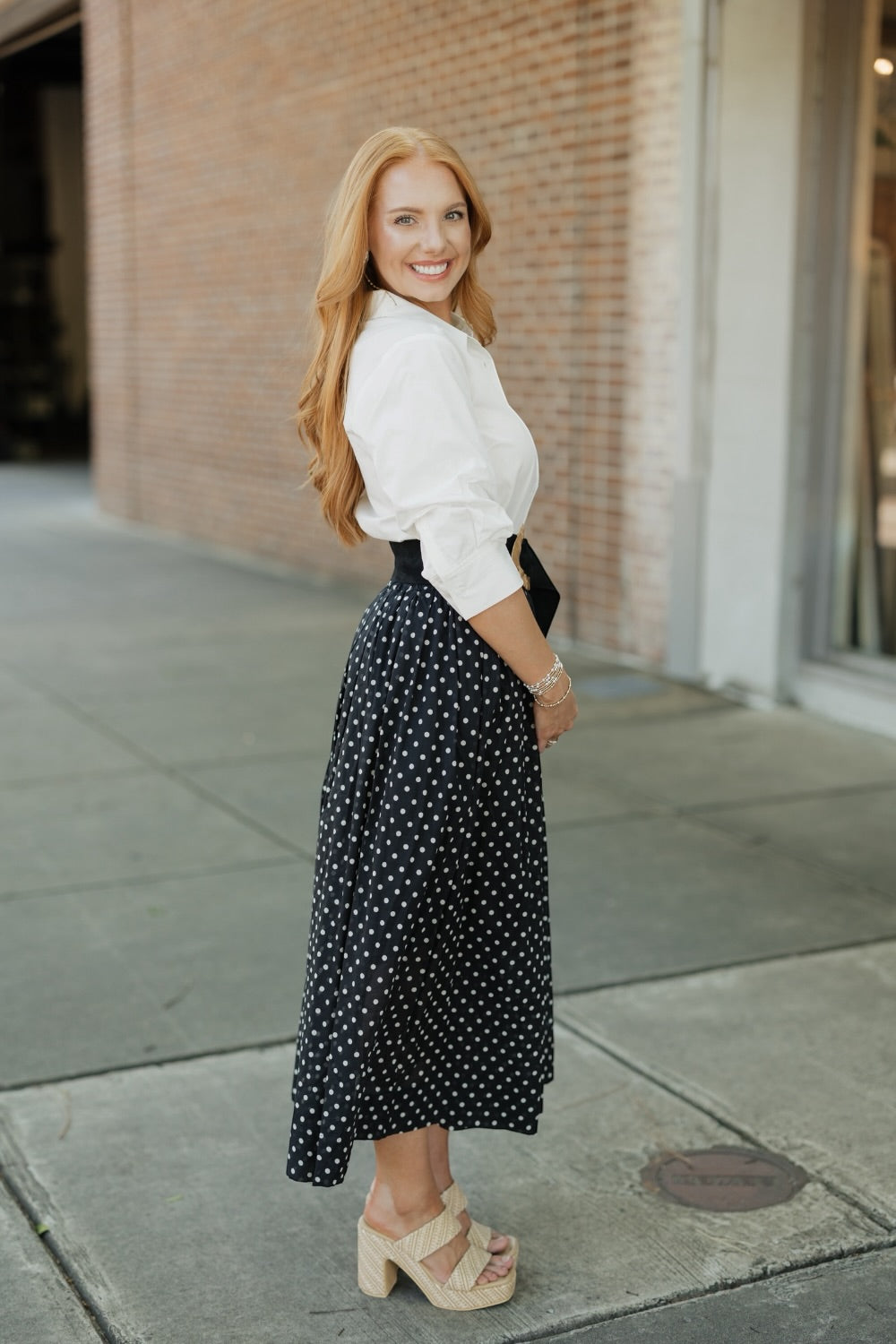 Sara Polka Dot Midi Skirt