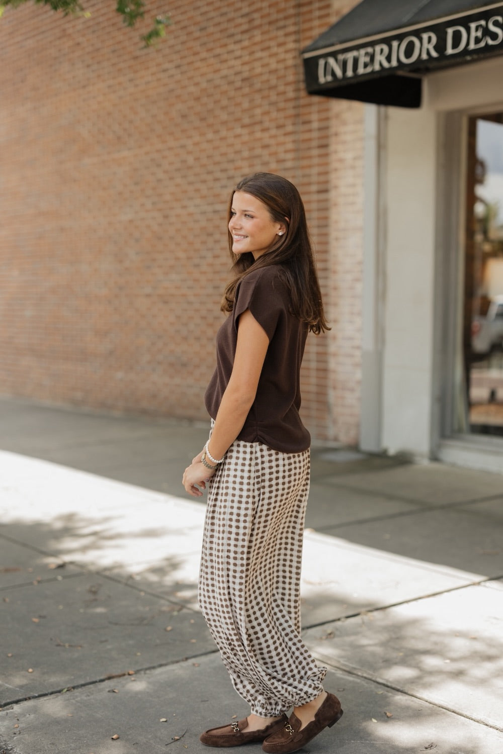 Glenn Mocha Geo Dot Harem Pant
