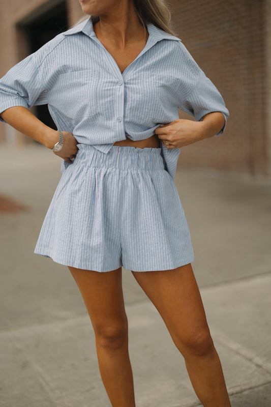 Nicola Blue Stripe Shorts