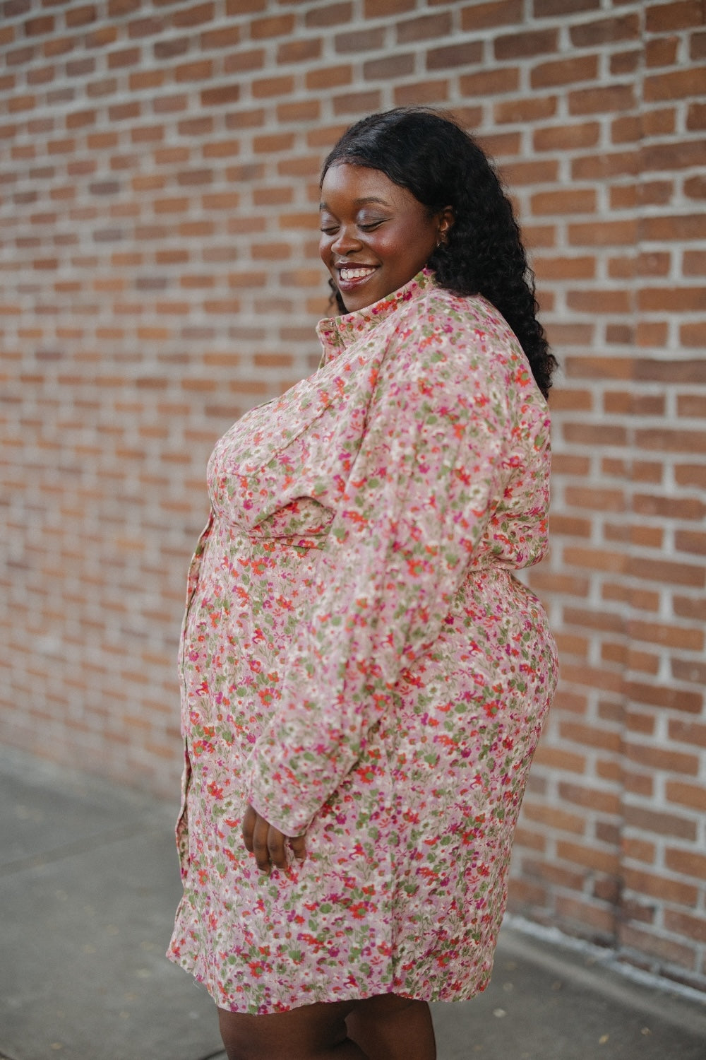 Emily Floral Corduroy Tucked Waist Dress