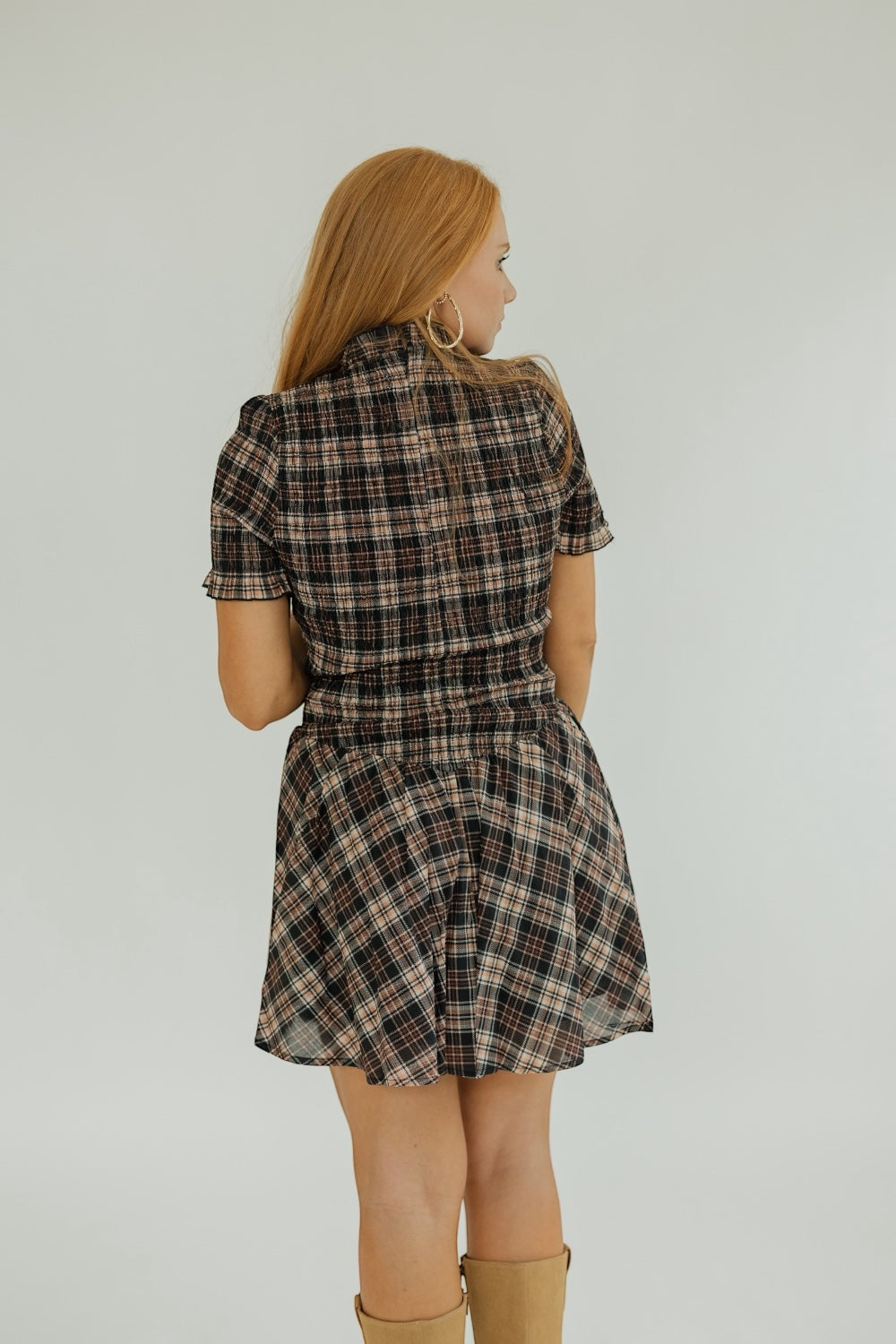 Sienna Plaid Smocked Mini Dress
