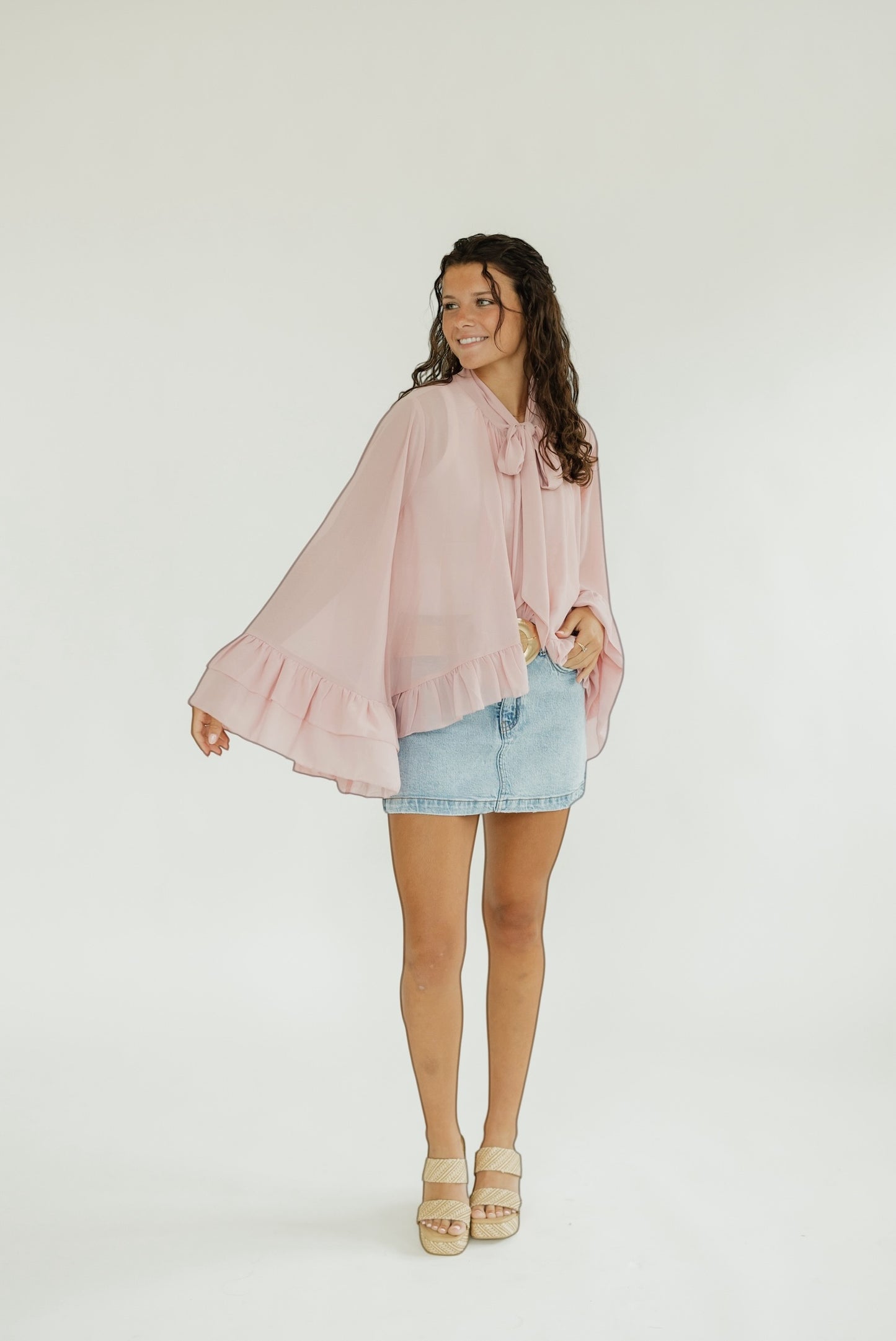 Blush Ruffled Chiffon Blouse (S-3XL)