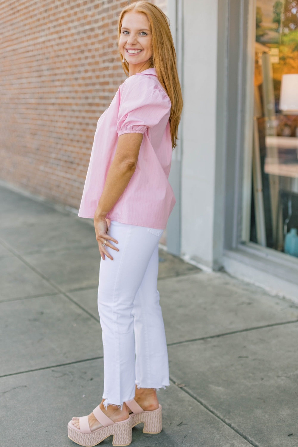Camille Pink Pinstripe Top (S-3XL)