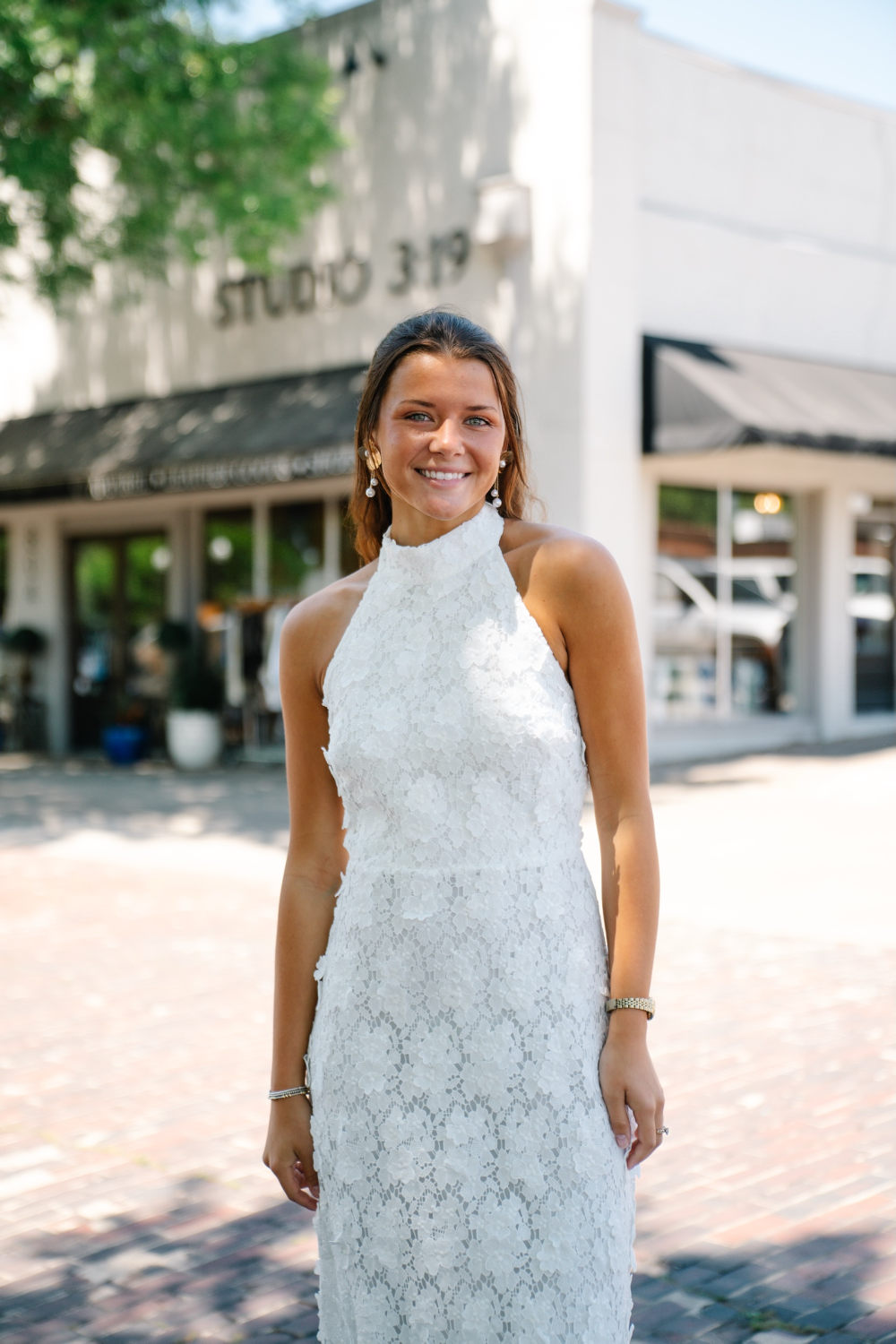 Serafina White Halter Midi Dress