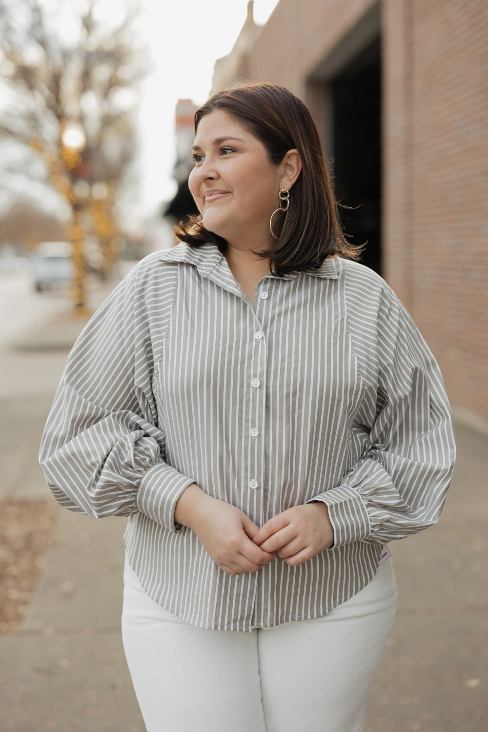 Brooks Olive Pinstripe Button Down (S-3XL)