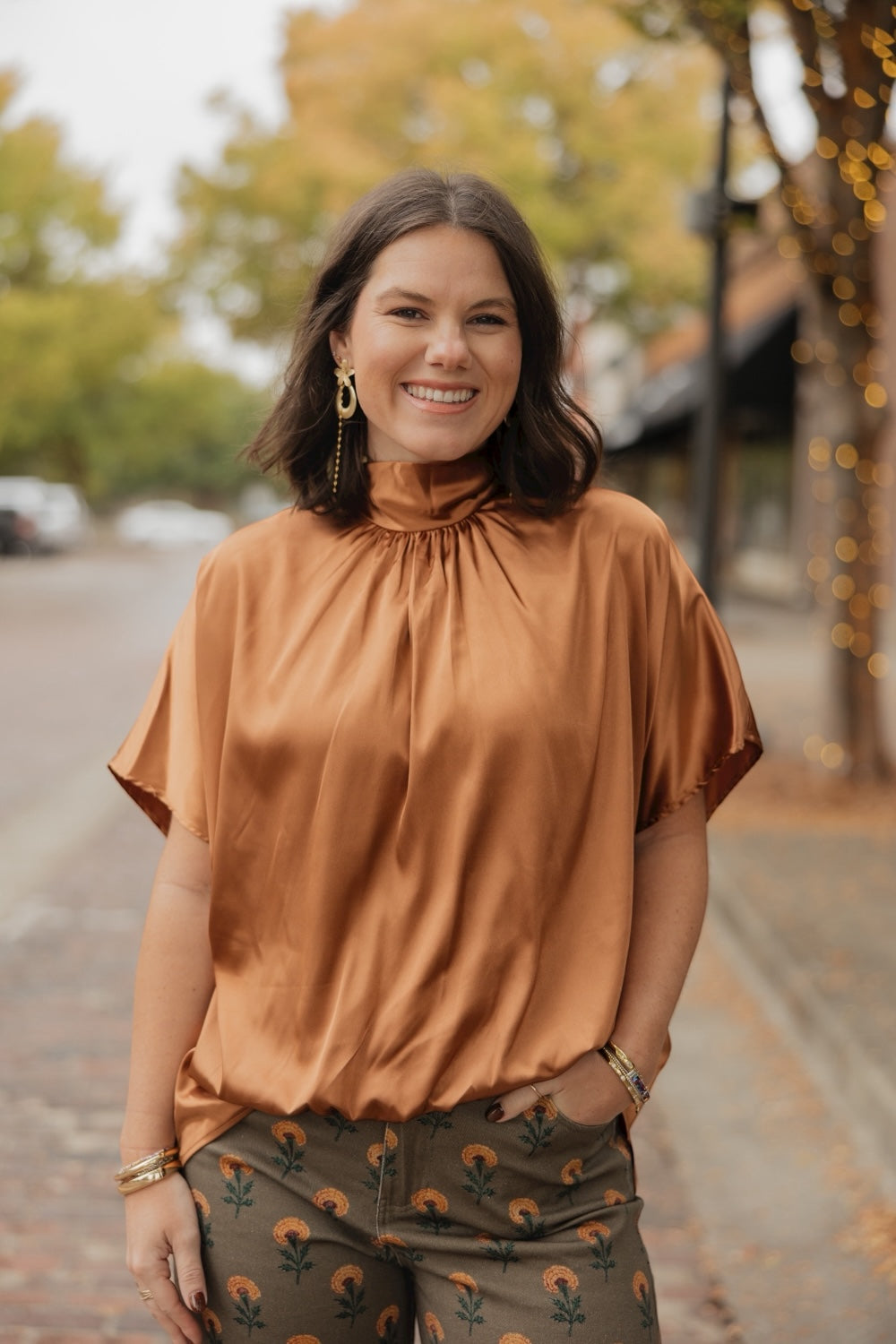 London Copper Satin Top (S-3XL)