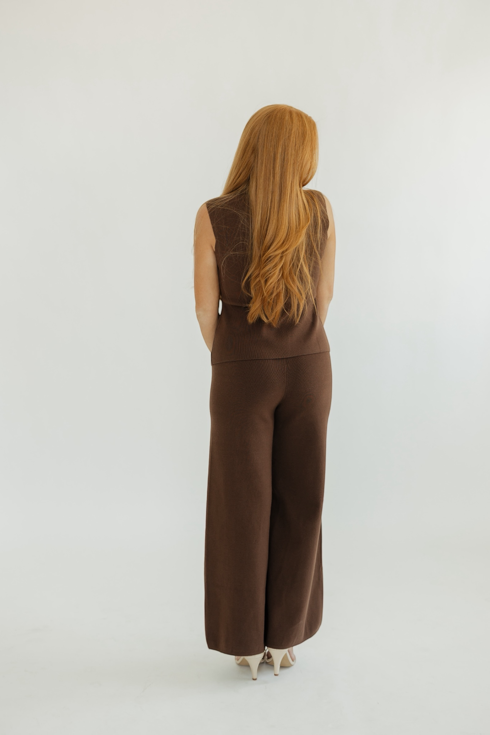 Penny Brown Peplum Sweater Vest (XS-XL)