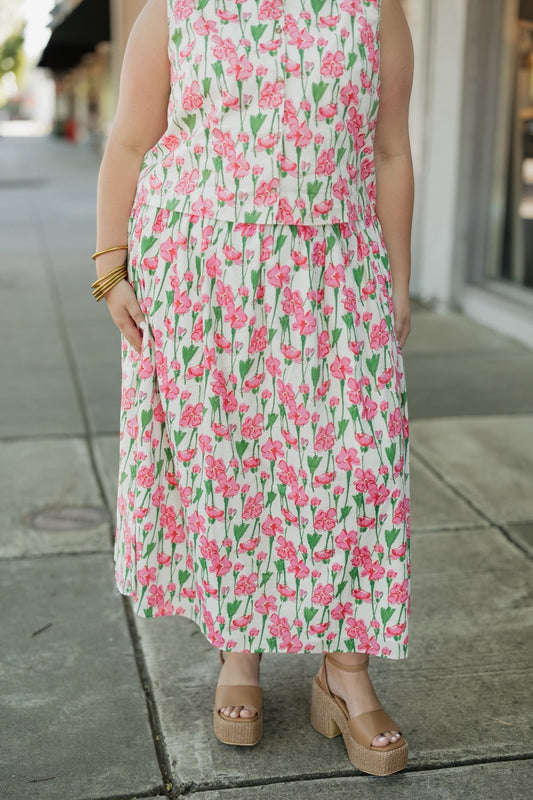 Keri Floral Print Midi Skirt (S-3XL)