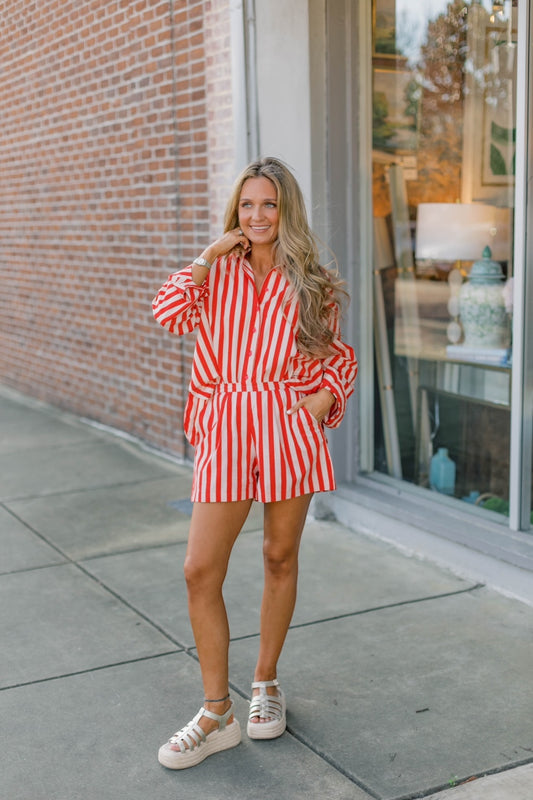 Red Cabana Stripes Button Down