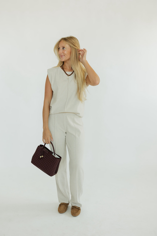 Sadie Beige Seam Front Pull On Pant