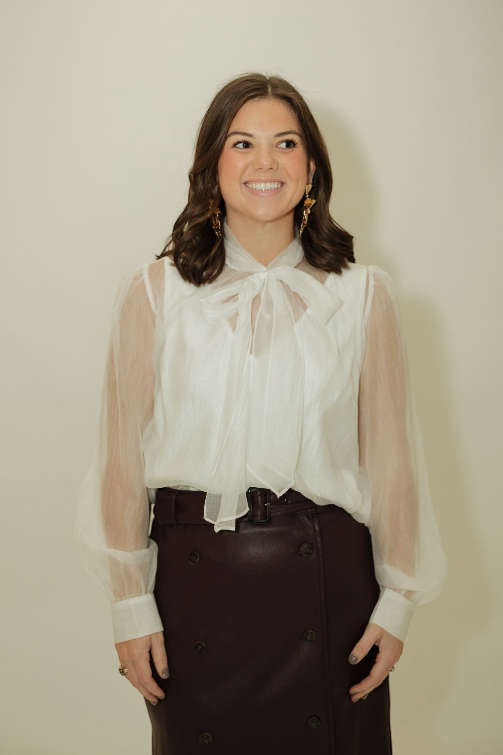 Natasha Sheer Bow Blouse