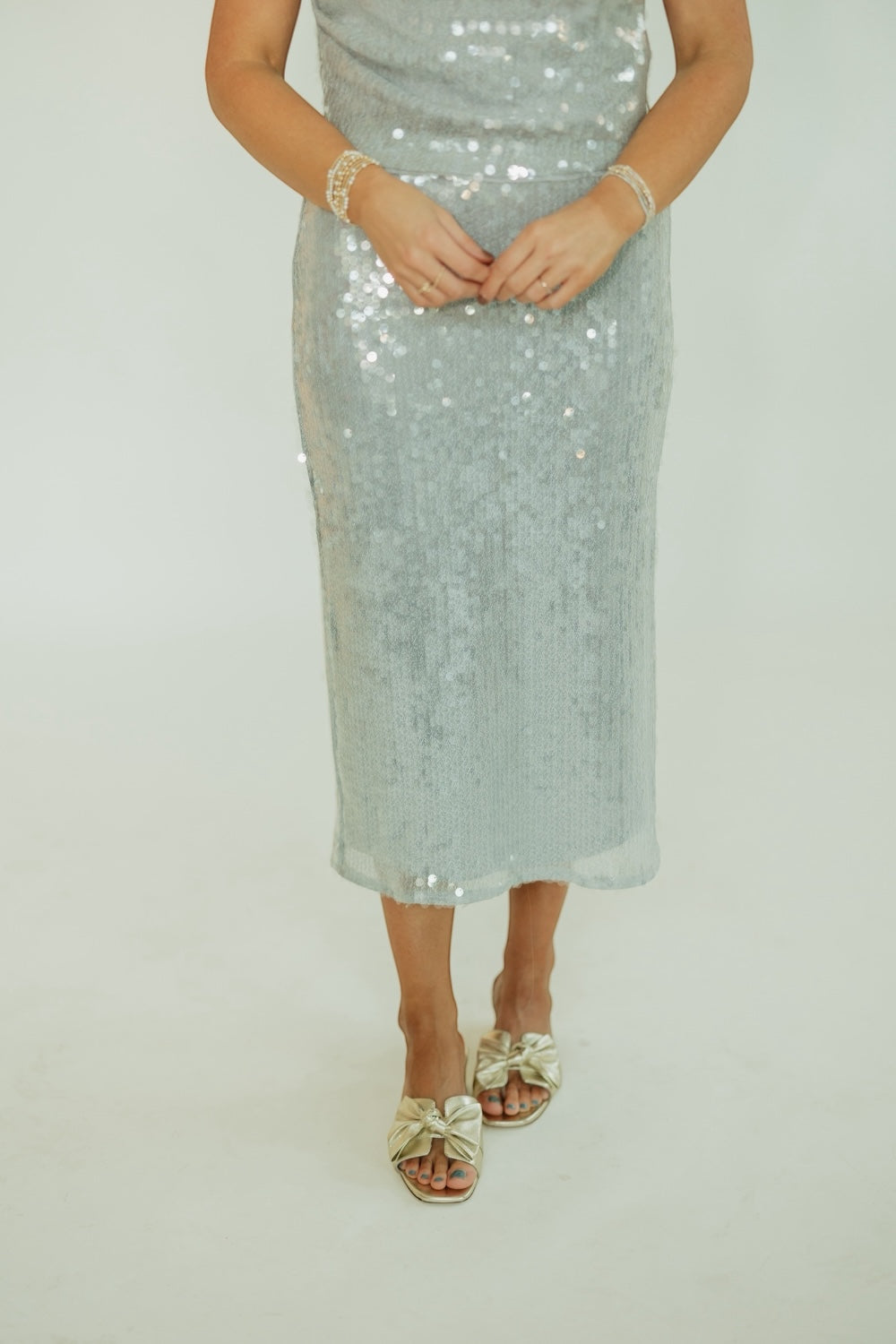 Katy Silver Sequin Skirt
