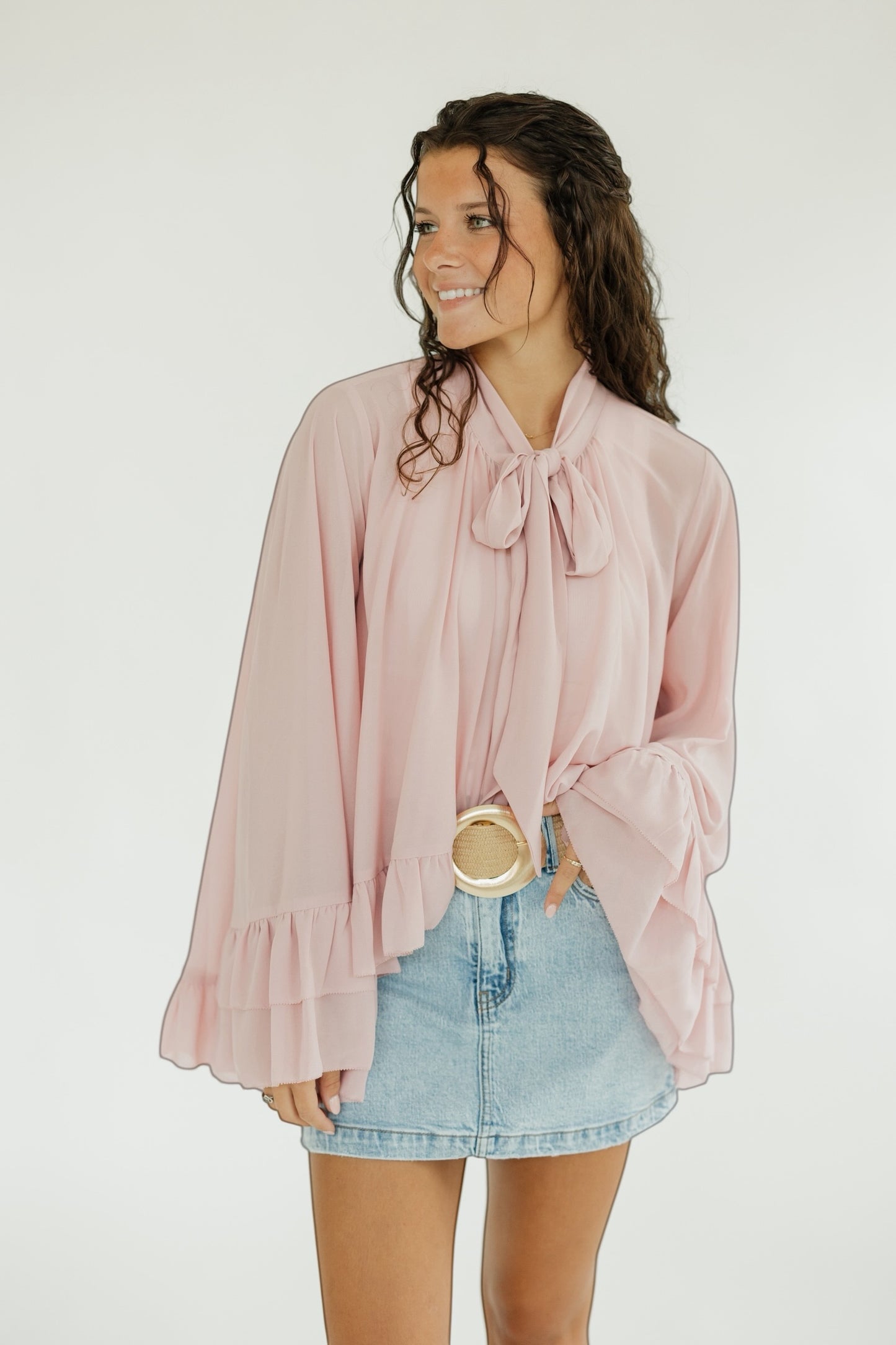 Blush Ruffled Chiffon Blouse (S-3XL)