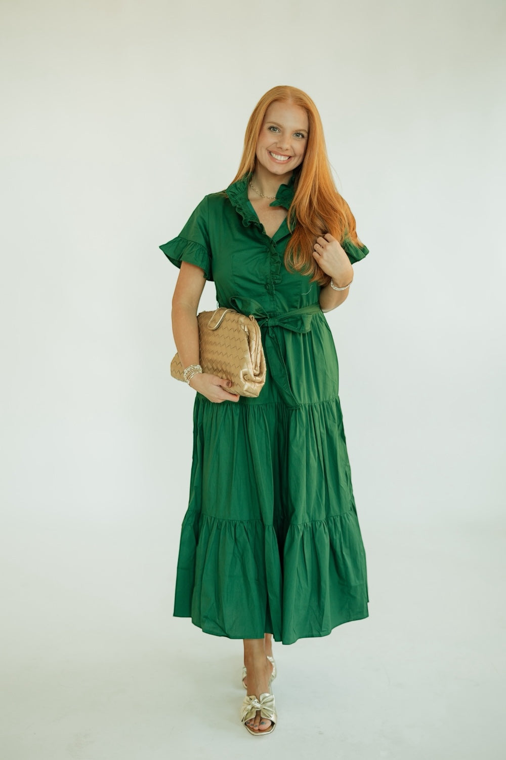 Lena Holiday Green Maxi Dress