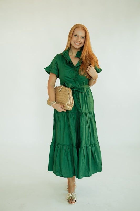 Lena Holiday Green Maxi Dress