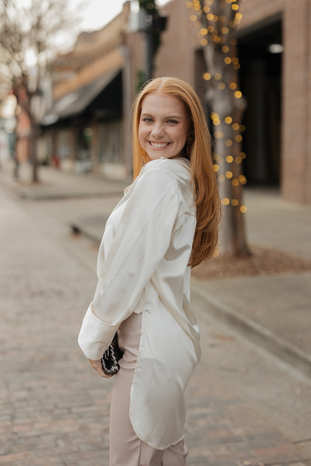 Marley Ivory Satin Button Down (S-3XL)