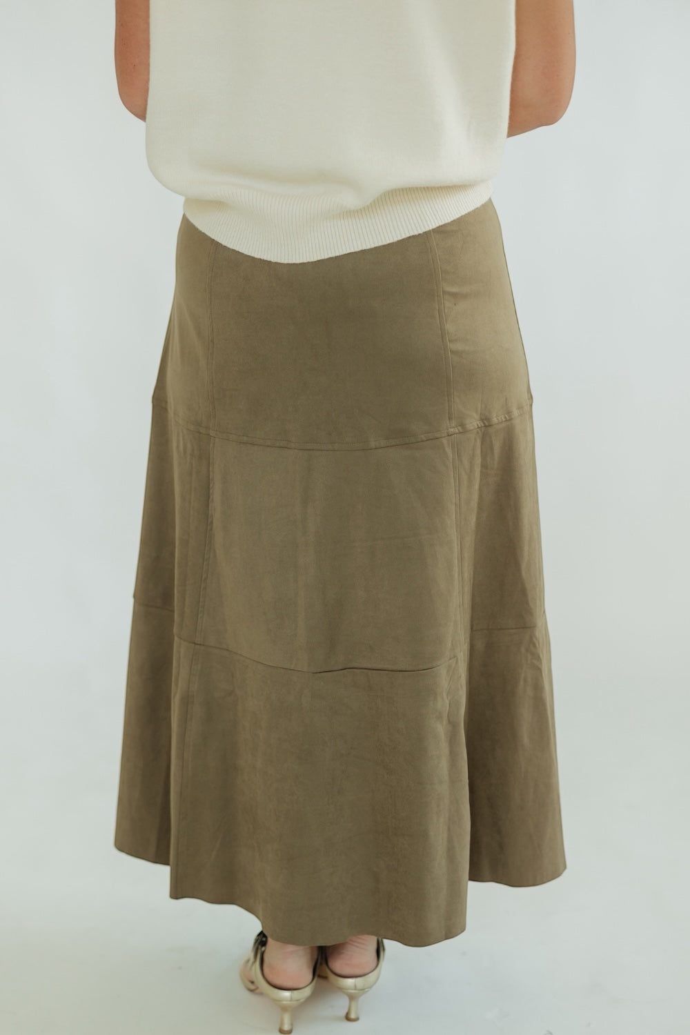 Abbigail Mocha Suede A-Line Skirt