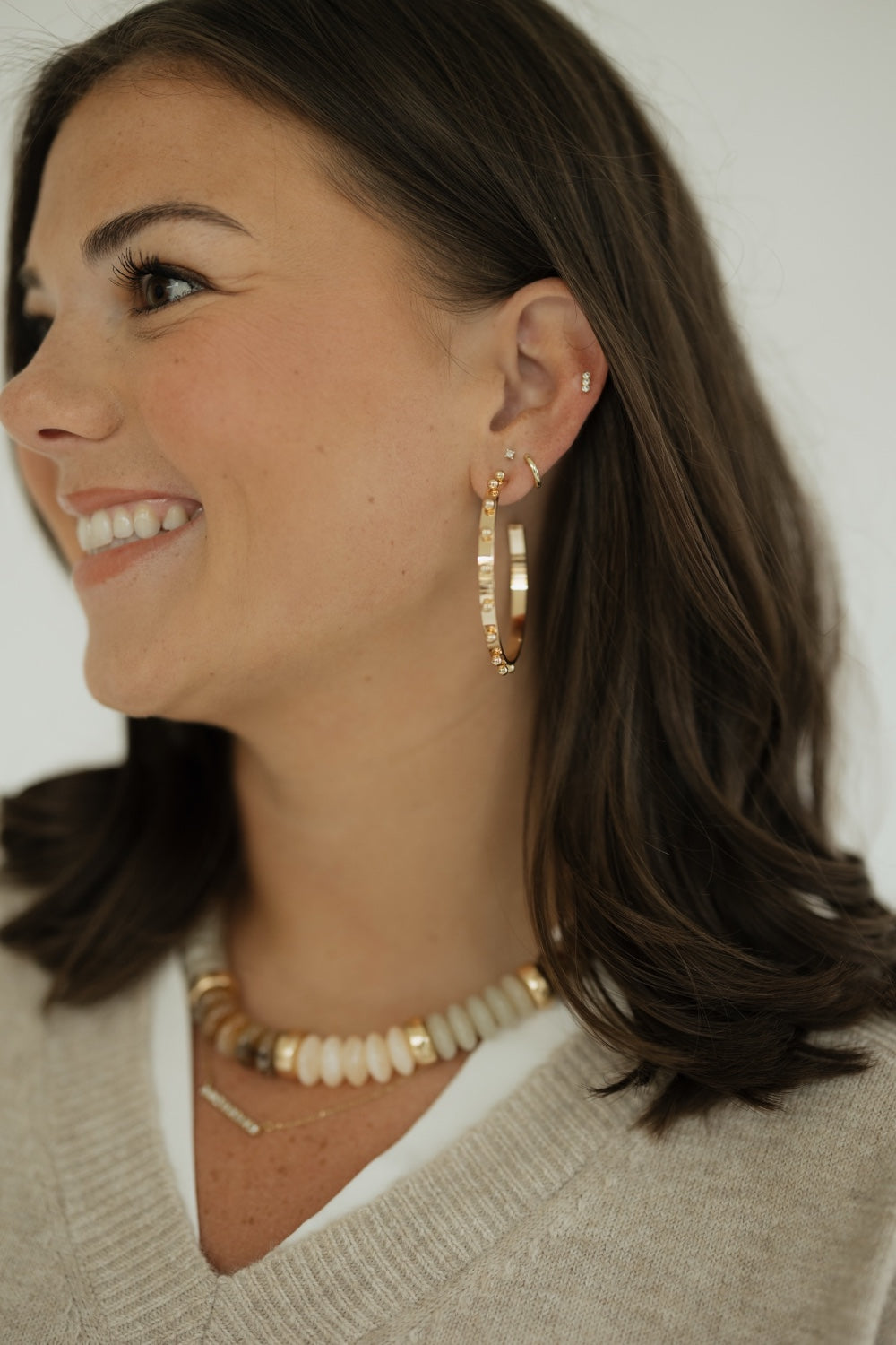 Large Stud Metal Hoop