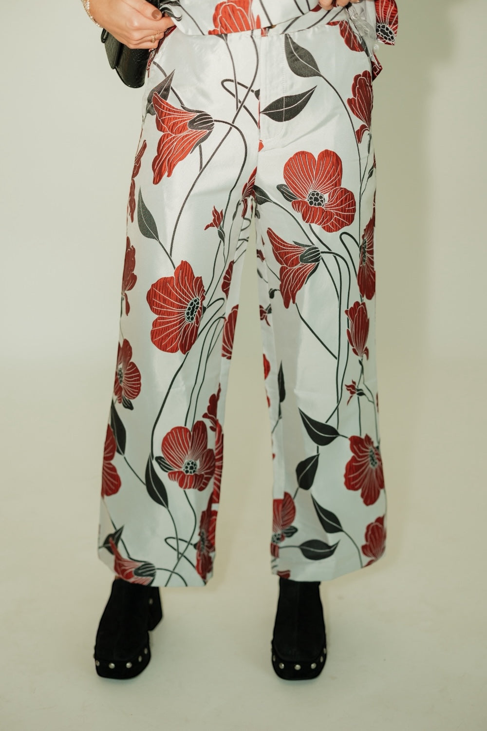 Wanda Silver Floral Wide Leg Pant