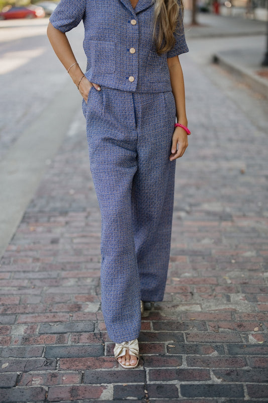 Tatum Blue & Brown Tweed Pants