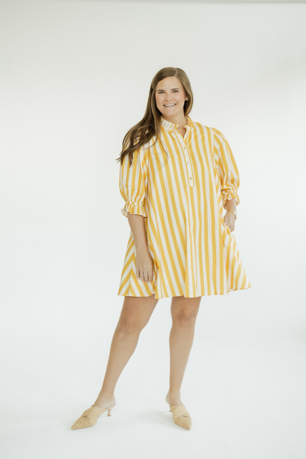 The Farah Yellow Striped Dress (S-2XL)