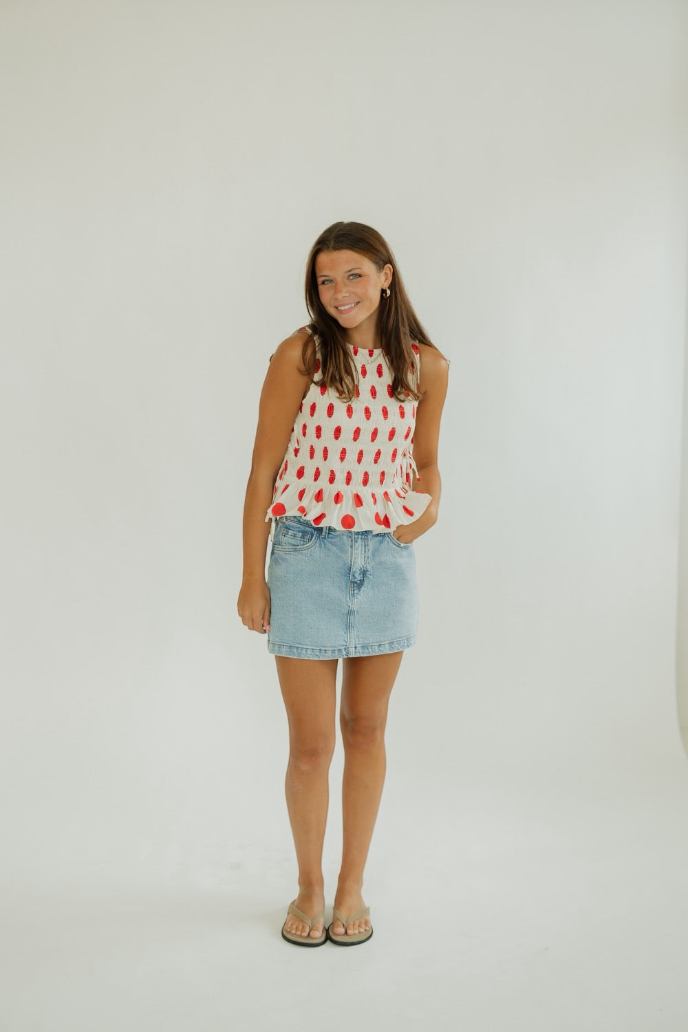Maeve Red Polka Dot Top
