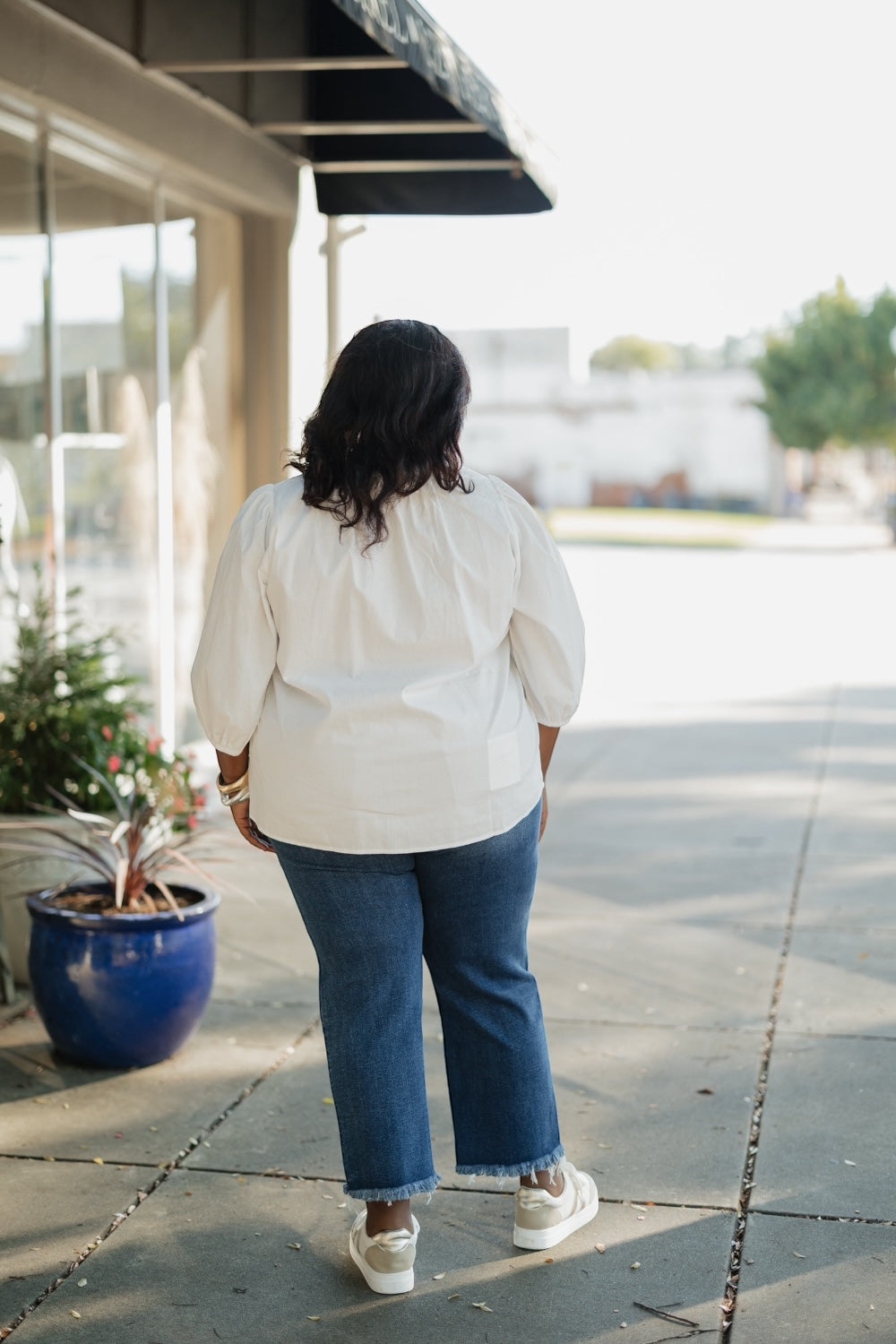 Laurel Tie Front White Poplin Blouse (S-3XL)