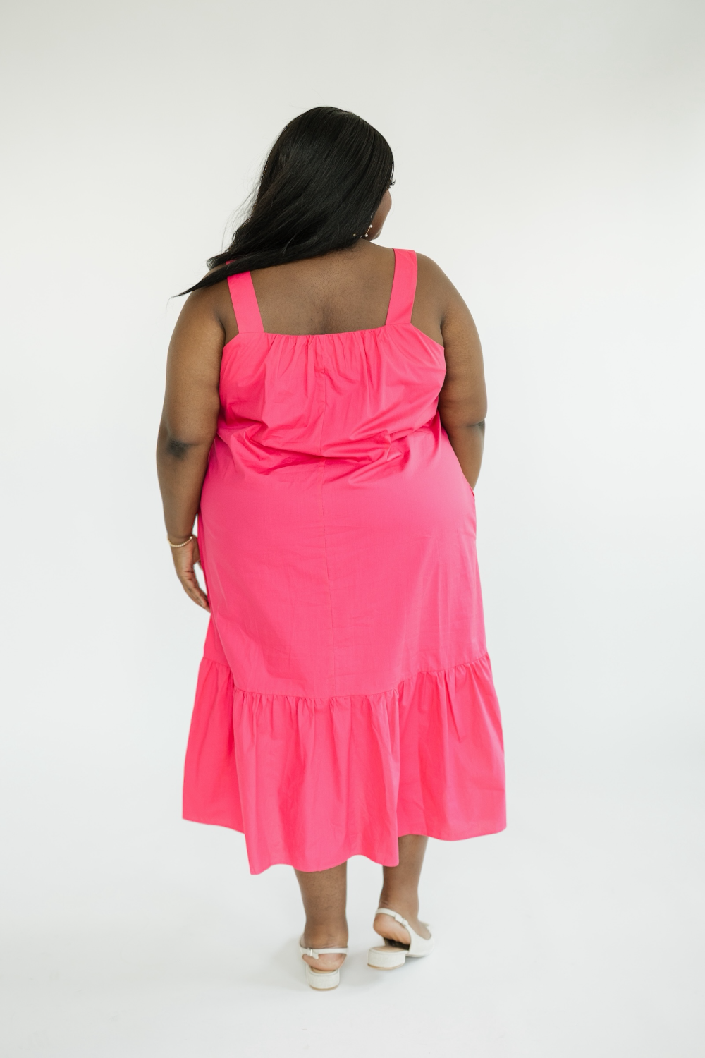 Paula Hot Pink Floral Sleeve Midi Dress (S-3XL)