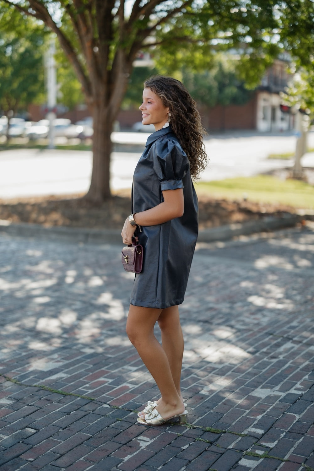 Lauren Navy Leather Mini Dress