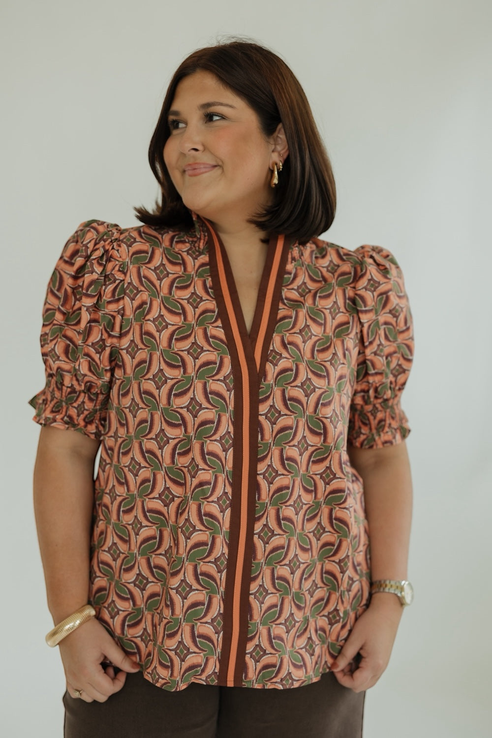Cota Terra Cotta Print Blouse (S-2XL)