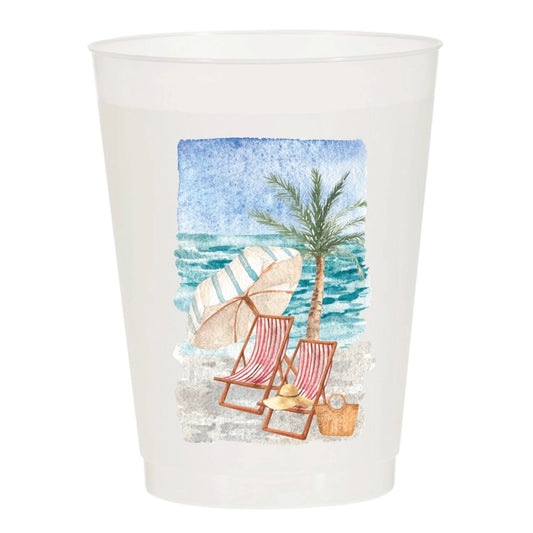 Watercolor Beach Frosted Cups (Pack of 10)