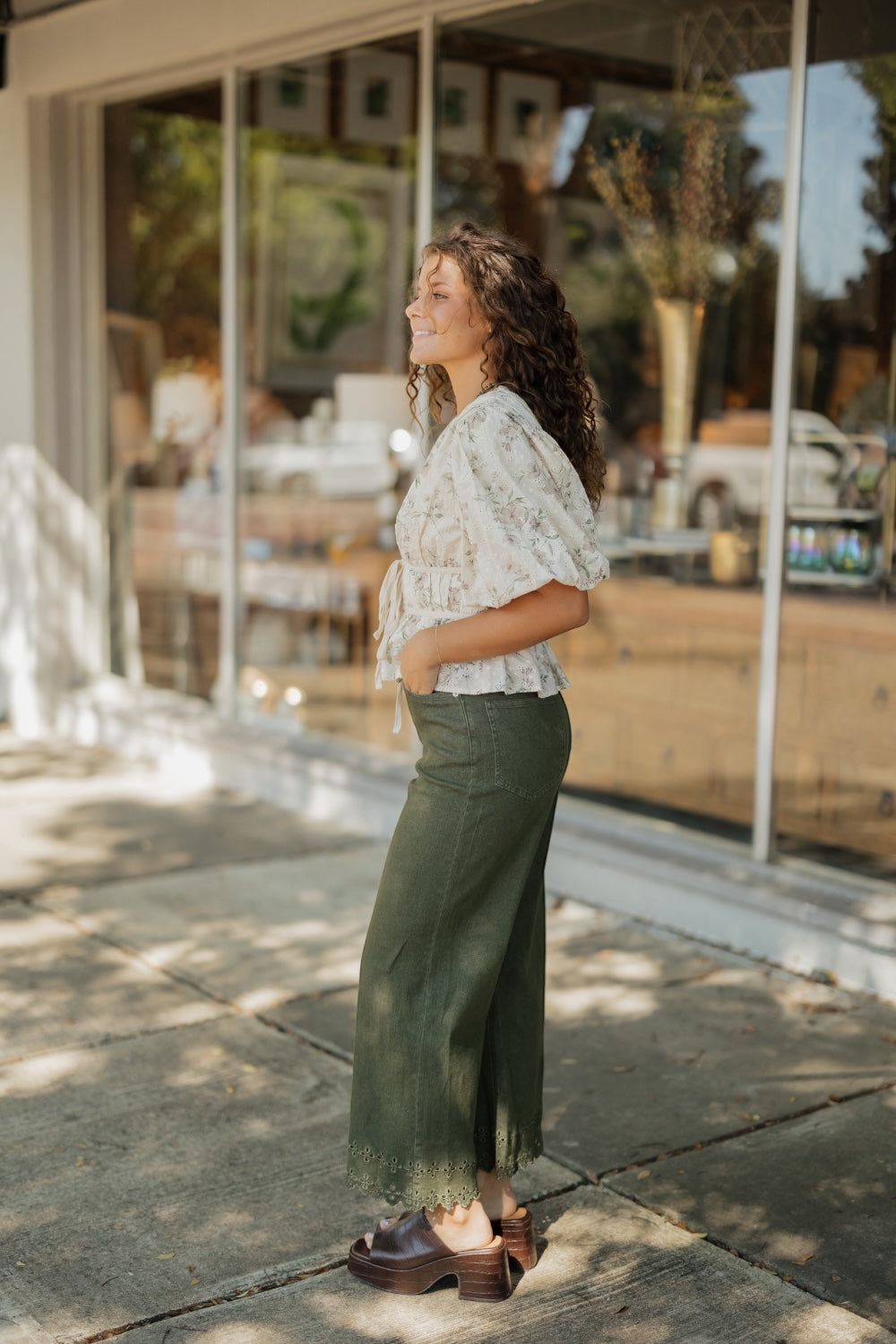 Jackie Ivory Embroidered Eyelet Peplum Top