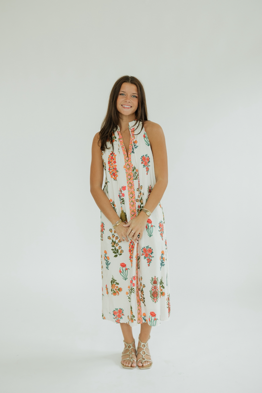 Hanna Floral Halter Midi Dress (XS-XL)