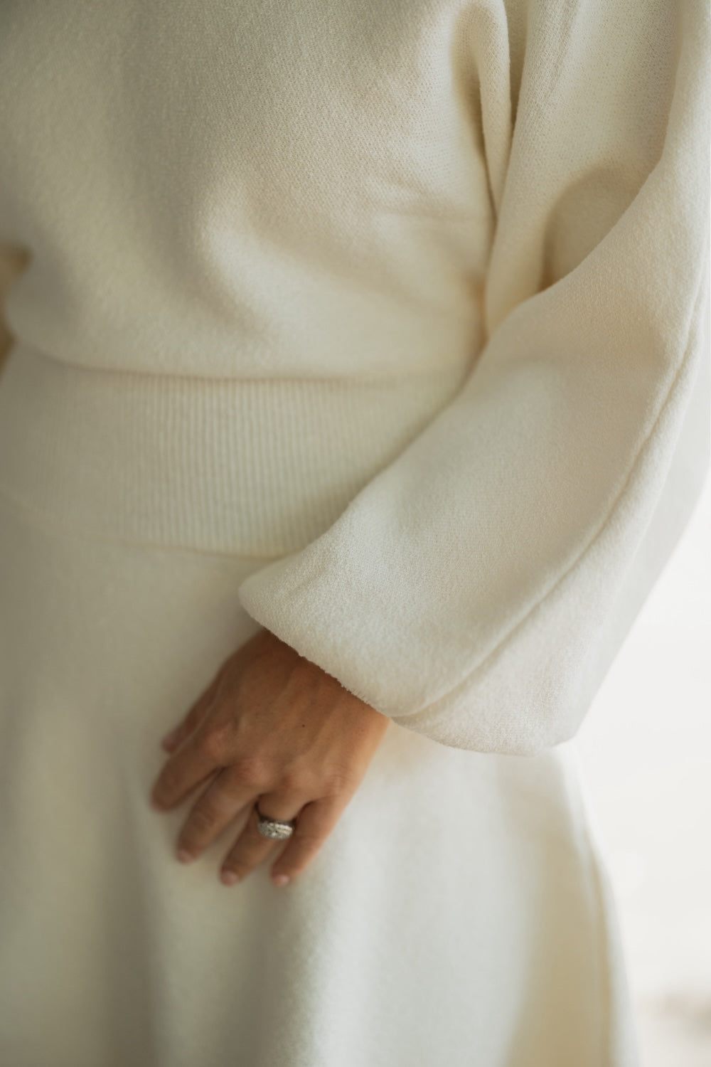 Caroline Cream Ballon Sleeve Sweater Dress