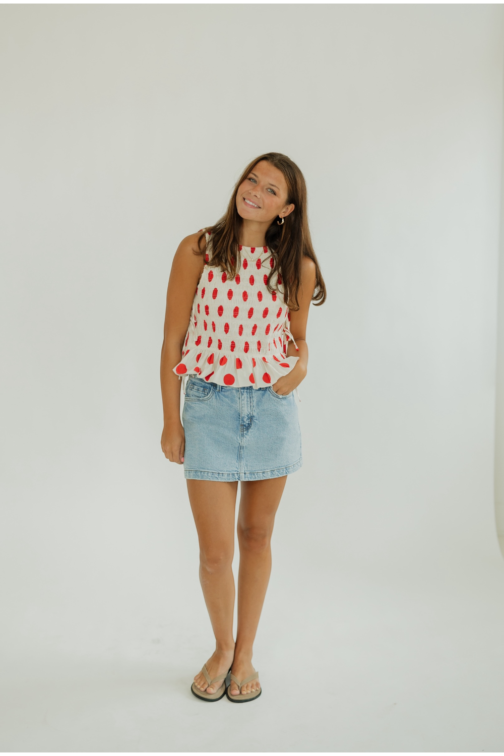 Maeve Red Polka Dot Top