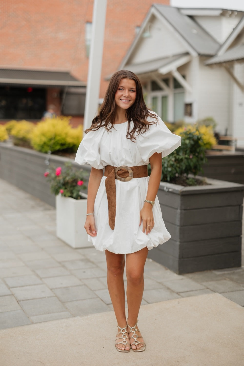 Sadie White Bubble Hem Mini Dress