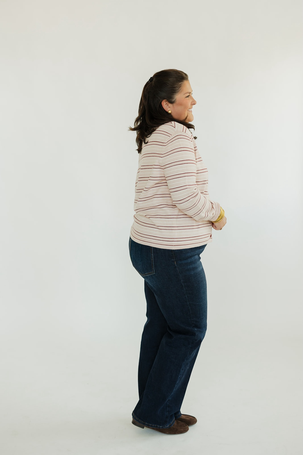 Babs Blush Striped Button Up Cardigan (S-3XL)