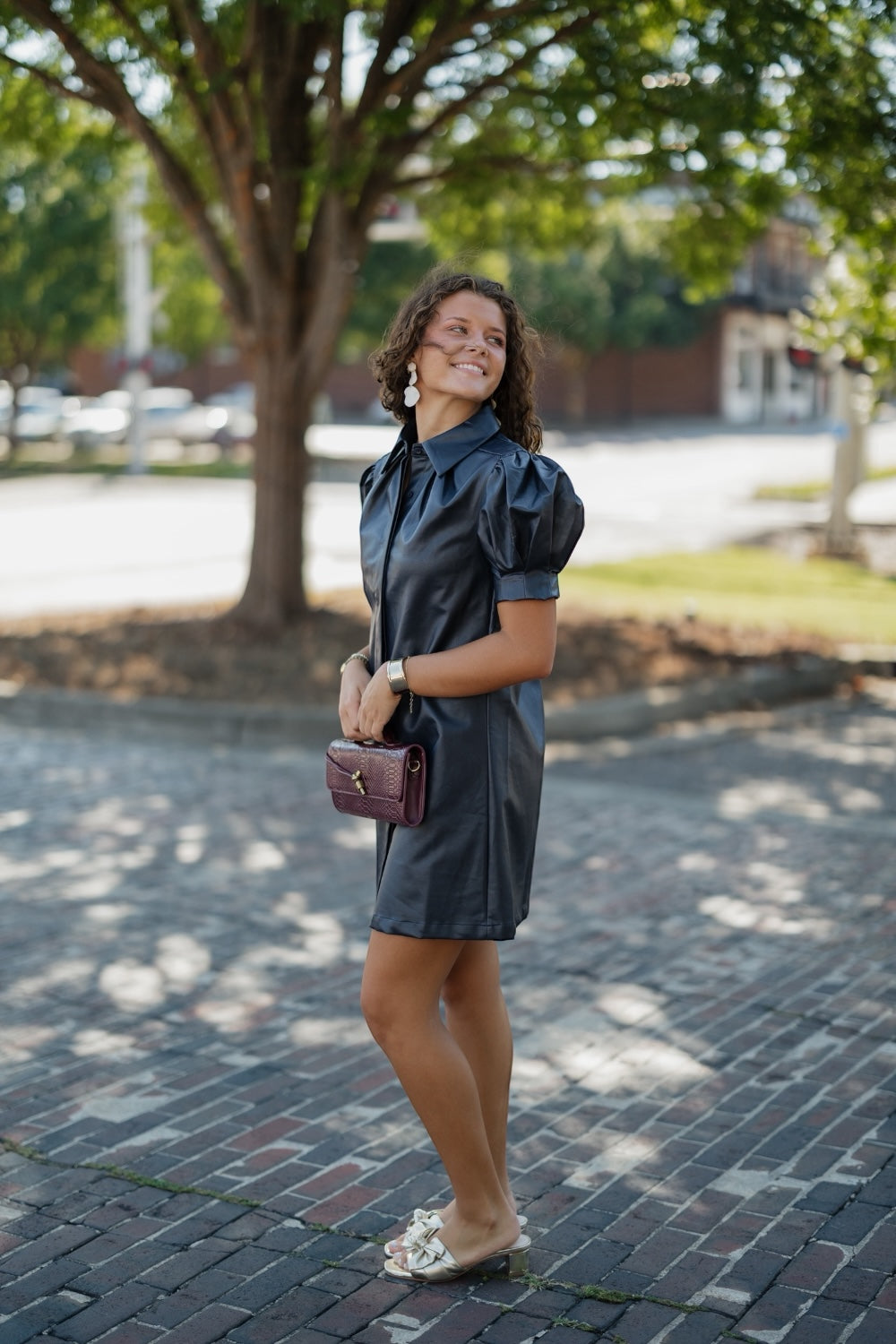 Lauren Navy Leather Mini Dress