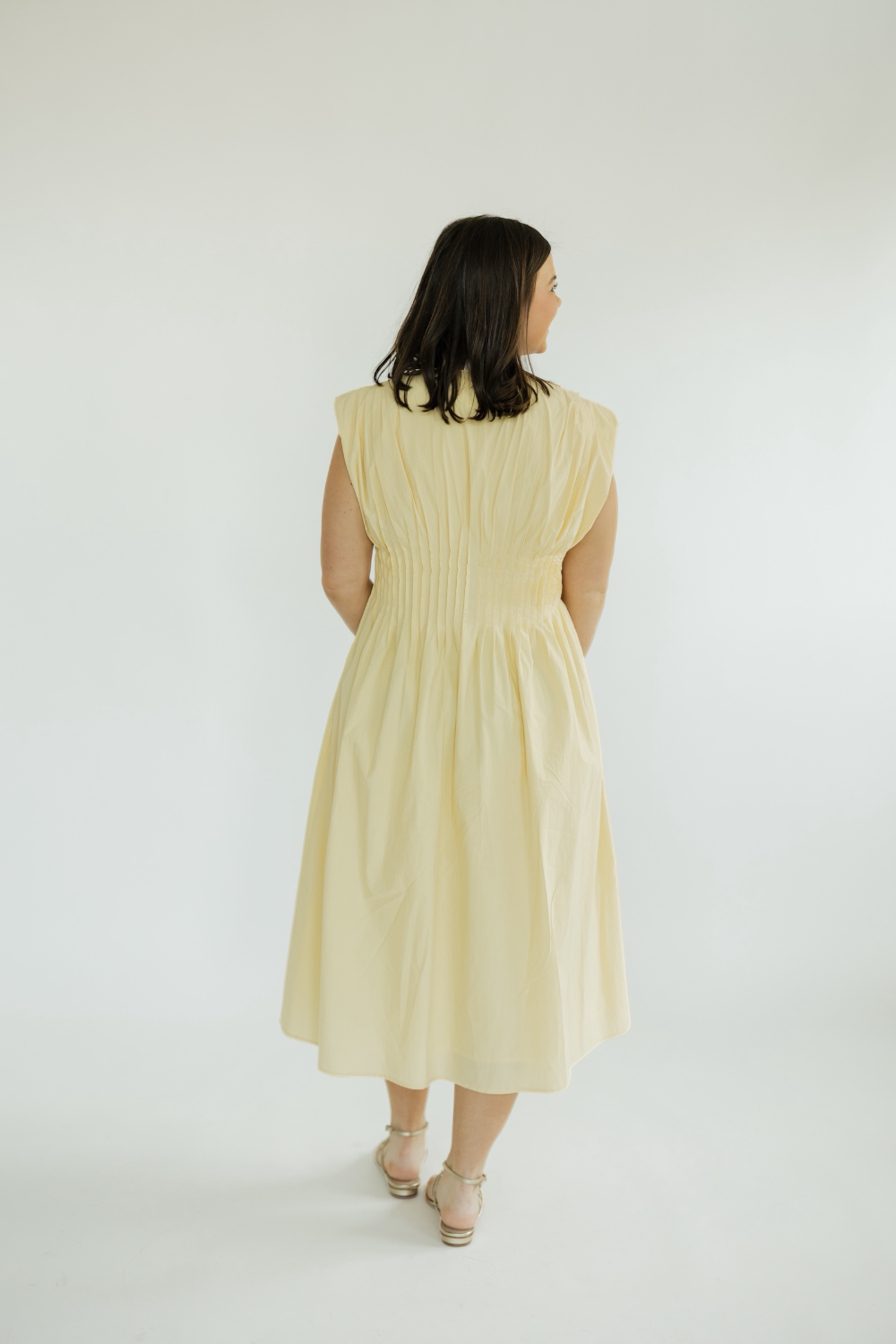The Aleska Butter Yellow Midi Dress