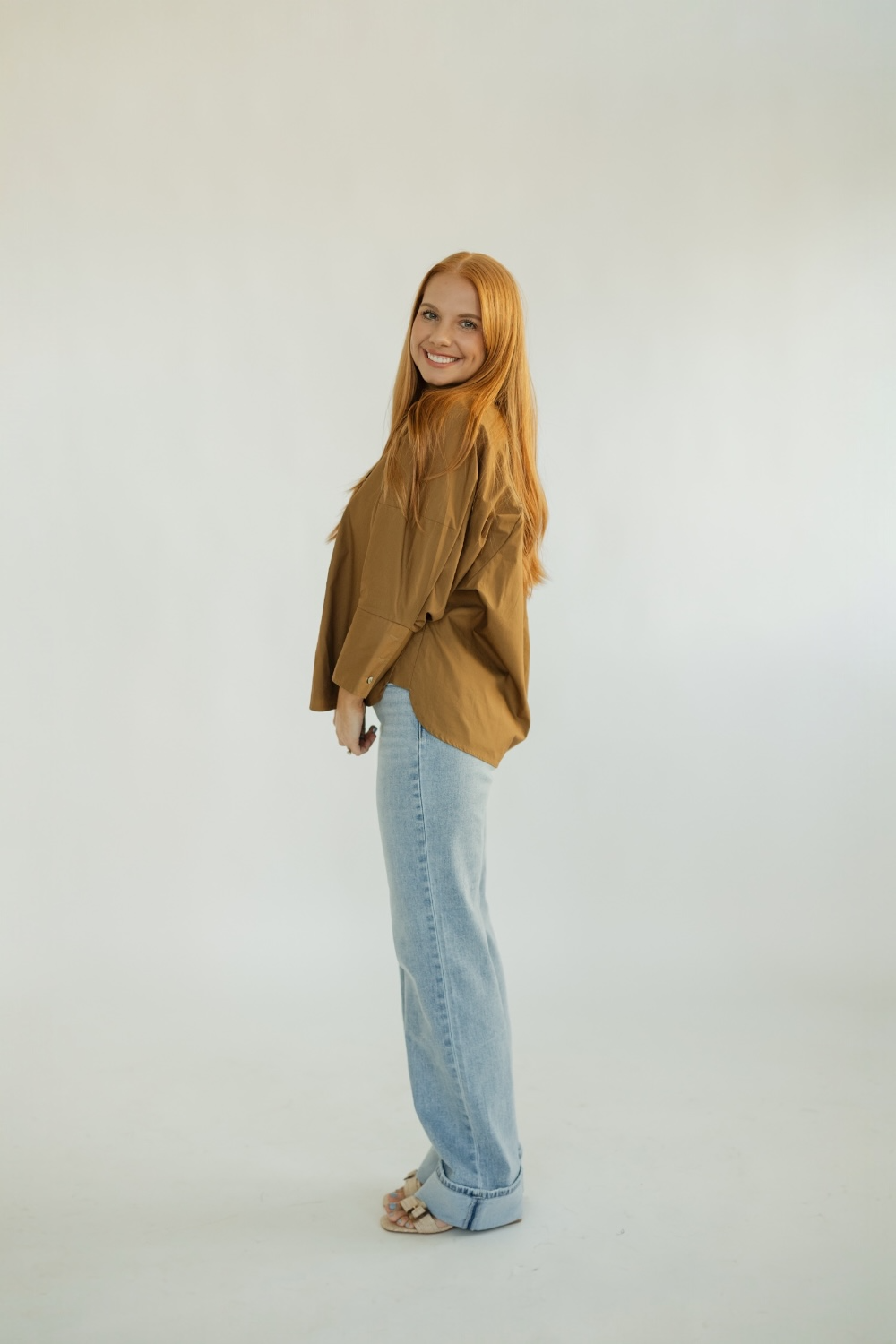 Kerry Khaki Button Down Blouse