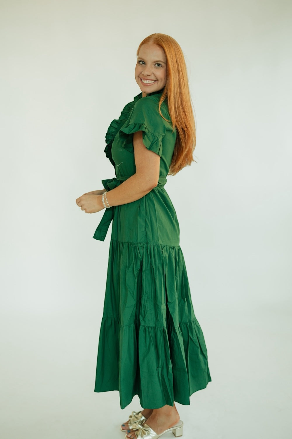 Lena Holiday Green Maxi Dress