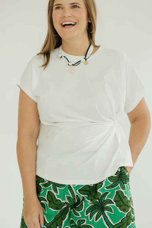 White Front Knot Basic Tee (XS-XL)
