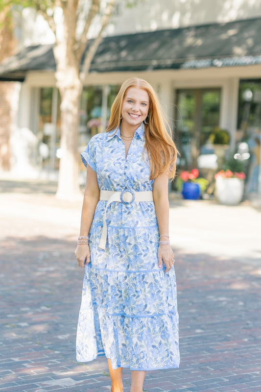 Betsy Floral Belted Midi Dress