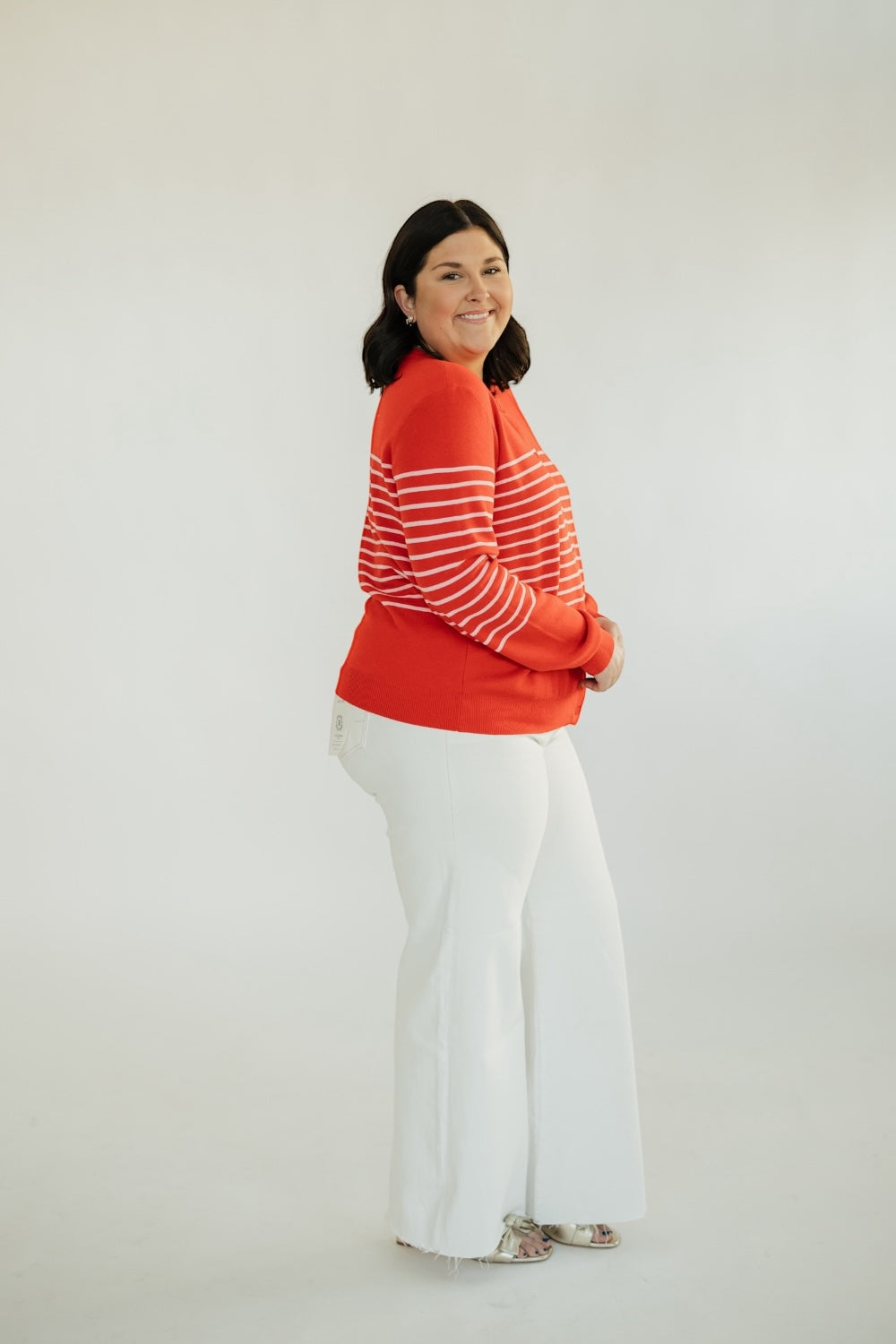 Liz Red/Pink Striped Cardigan (XS-XL)
