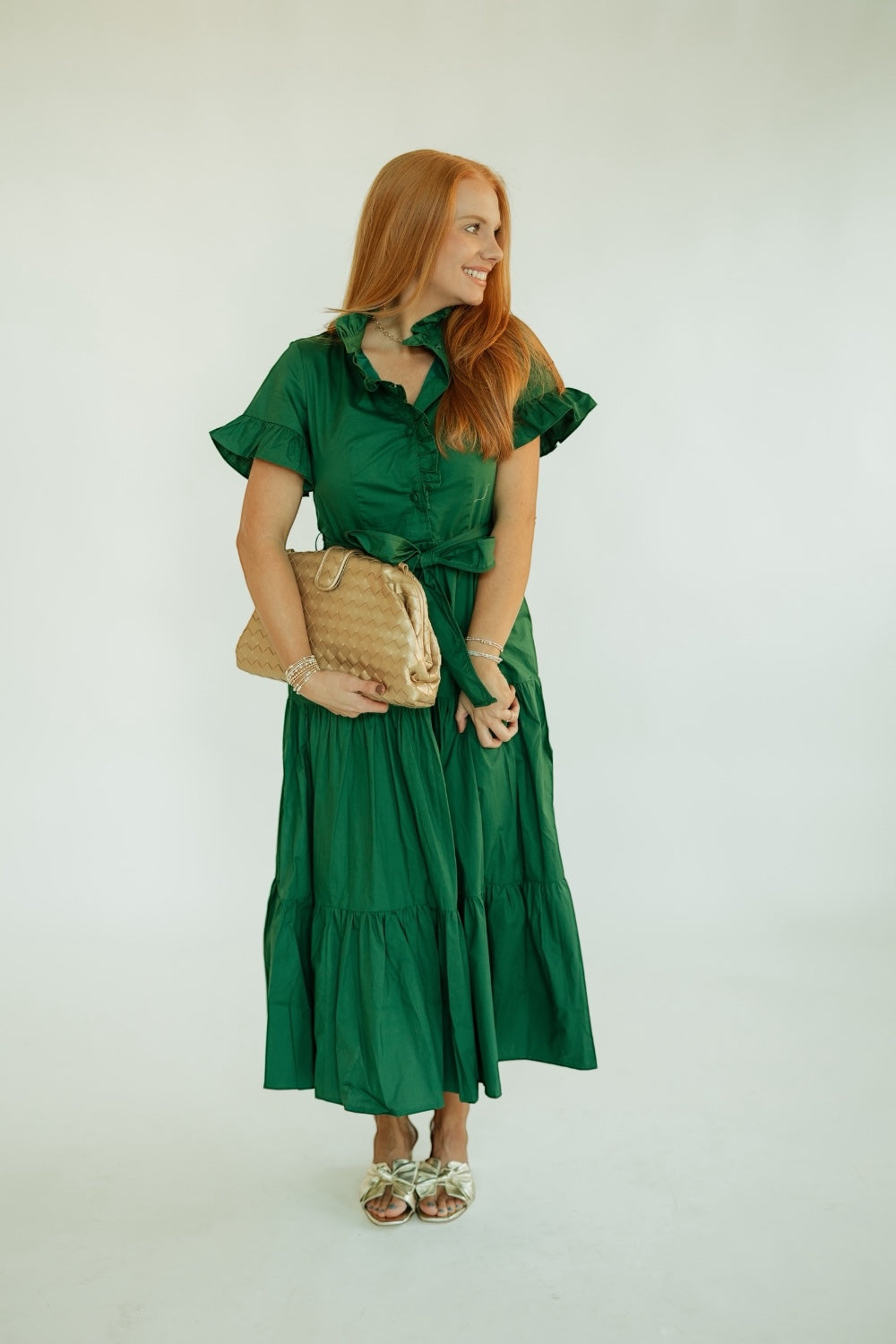 Lena Holiday Green Maxi Dress