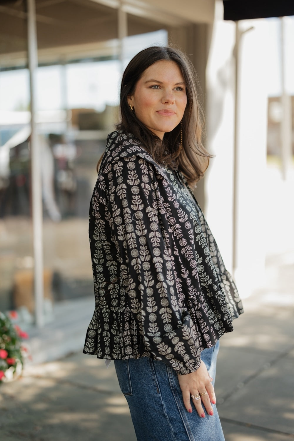 Banks Oversized Collar Peplum Hem Blouse