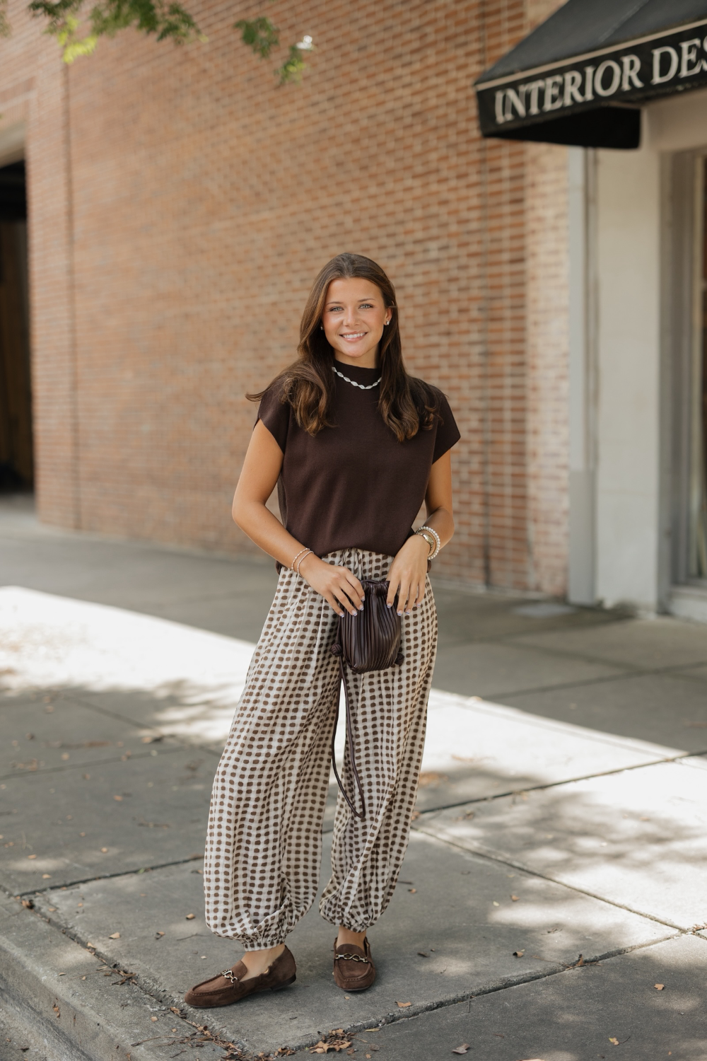 Glenn Mocha Geo Dot Harem Pant