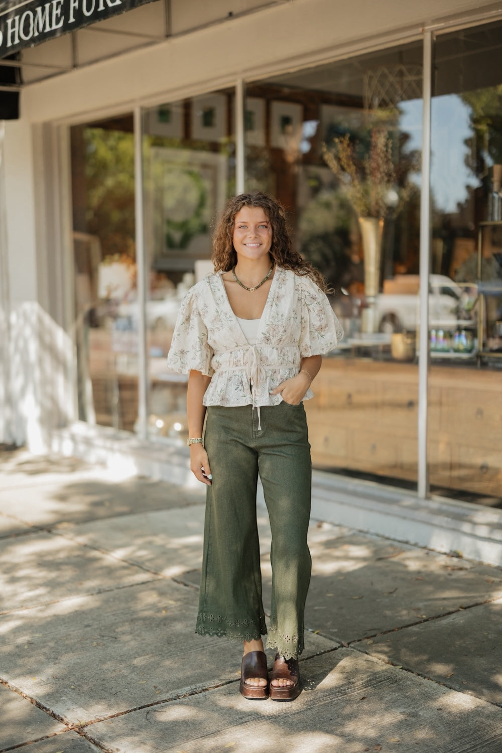 Jackie Ivory Embroidered Eyelet Peplum Top